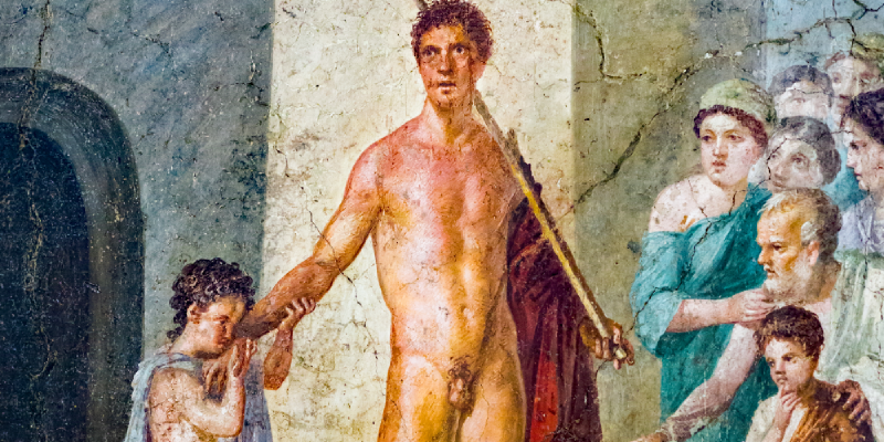 Theseus hanging dong in front of some kids